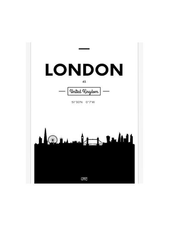 London Attractions Poster 15x20cm Wooden Pine Frame White