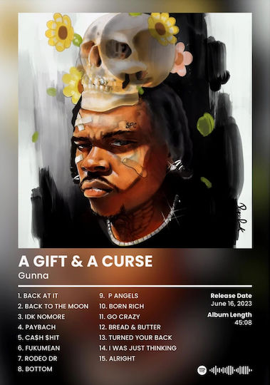 Music Poster Gunna A Gift & A Curse Ms132 21cm X 30cm Λευκό Κάδρο Pvc