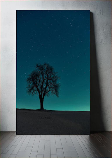 Lonely Tree Under A Starry Night Μοναχικό Δέντρο Κάτω Από Μια Έναστρη Νύχτα 1 σε Καμβά