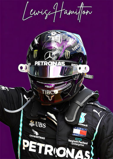 Poster Formula1 Lewis Hamilton F059 21cm X 30cm Μαύρο Ξύλινο Κάδρο