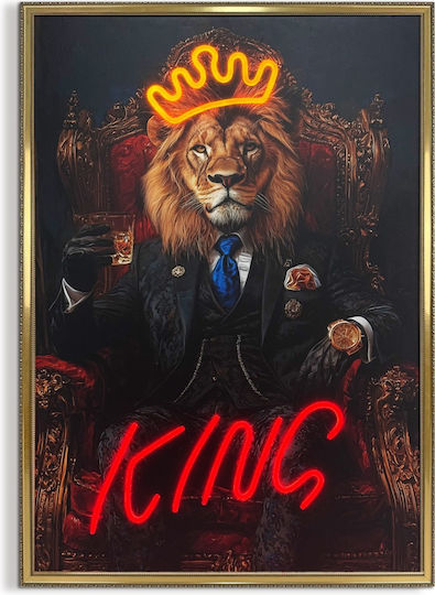 Πίνακας "king Lion" Neon Led Φωτισμό 70x100 Εκ Πίνακας "king Lion" Neon Led Φωτισμό 70x100 Εκ