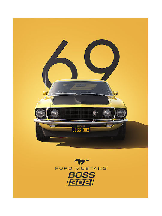 Poster Ford Mustang Boss 302 Cr004 30cm X 40cm Frame Dark Natural Wooden Brown