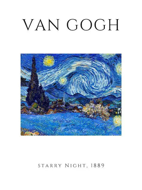 Poster Van Gogh Starry Night Art003 30cm X 40cm Κορνίζα Σκούρο Φυσικό Ξύλου Καφέ
