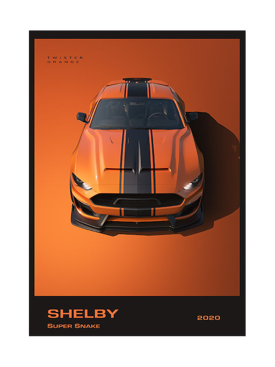 Poster Shelby Super Snake 2020 Cr006 30cm X 40cm Κορνίζα Σκούρο Φυσικό Ξύλου Καφέ