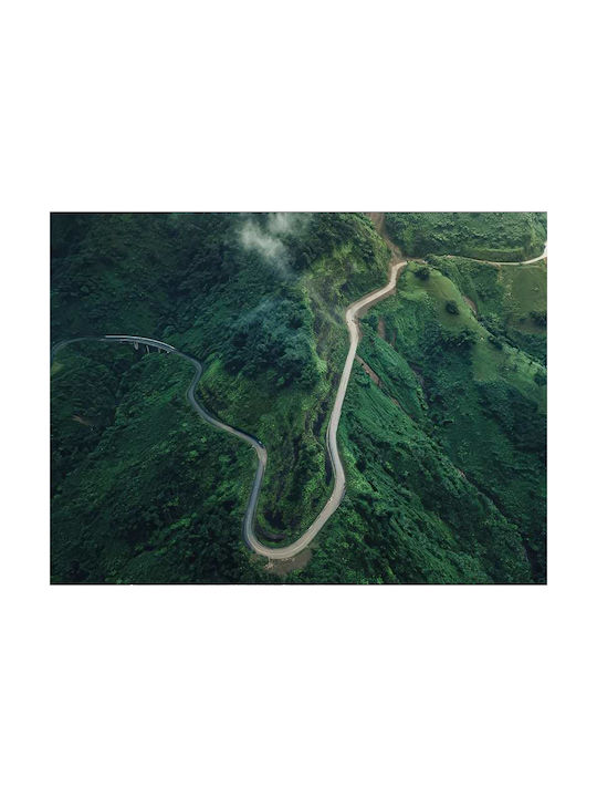 Poster Road On Green Hills Pst25200 50cm X 70cm Κορνίζα Σκούρο Φυσικό Ξύλου Καφέ