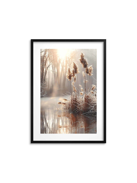 Beige Affiche Boho Trawy Gemälde Schwarzer Rahmen 70x100 Dekoration Wohnzimmer Oder Büro