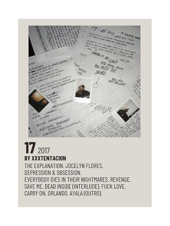 Music Poster Xxxtentacion 17 Ms439 21cm X 30cm Λευκό Κάδρο Pvc