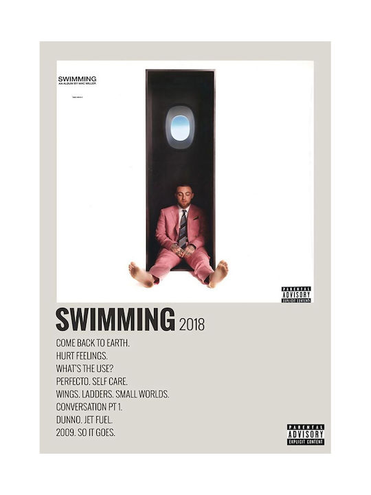 Music Poster Swimming Mac Miller Ms459 21cm X 30cm Black Wooden Frame
