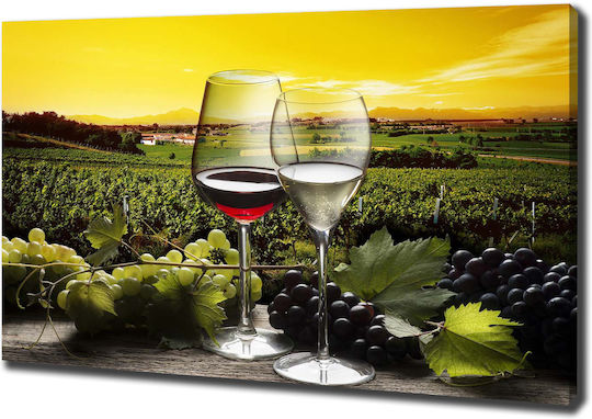 Wall Canvas Painting Interior Decoration Wine Grapes 100x70 Cm