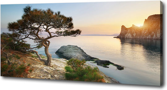 Πίνακας Τοίχου Καμβά Έτοιμος Άμεση Τοποθέτηση Δέντρο Δίπλα Στη Θάλασσα 125x50 Cm