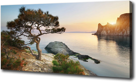 Πίνακας Τοίχου Καμβά Έτοιμος Άμεση Τοποθέτηση Δέντρο Δίπλα Στη Θάλασσα 100x50 Cm