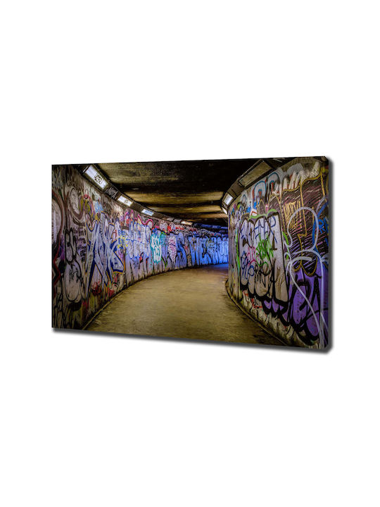 Wall Canvas Painting Ready Immediate Installation Graffiti In The Metro 100x70 Cm