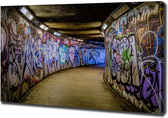 Wall Canvas Painting Ready Immediate Installation Graffiti In The Metro 100x70 Cm
