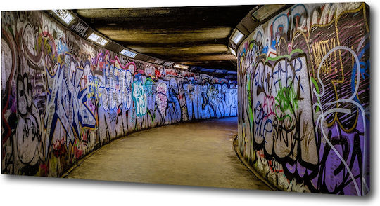 Wall Canvas Painting Ready Immediate Placement Graffiti In The Metro 125x50 Cm