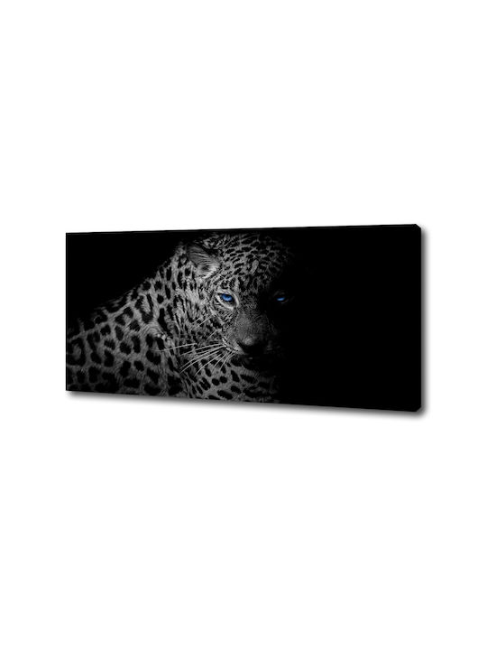 Tablou Decorativ Pânză Finisaj Îngrijit Leopard 125x50 Cm