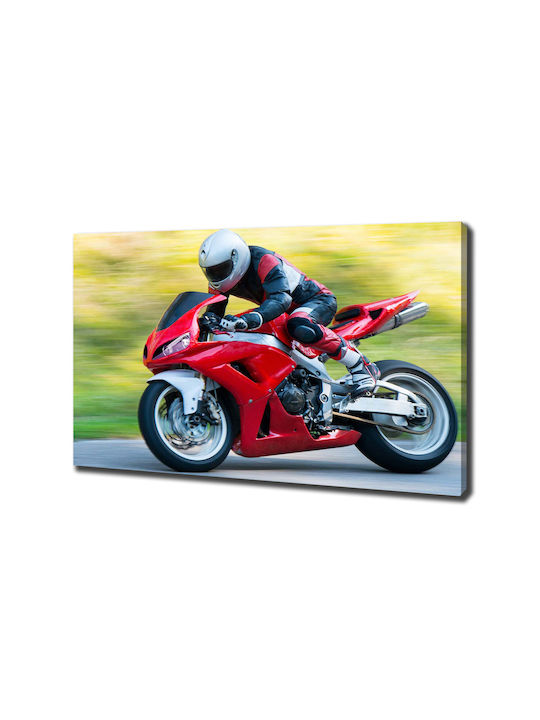 Tablou Decorativ Pânză Decorațiune Interioară Motocicletă 100x70 Cm