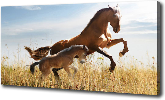 Wanddekoration Gemälde Segeltuch Fertig zum Aufhängen Pferd Pony 100x50 cm