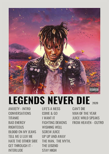 Music Poster Legends Never Die Juice Wrld Ms556 30cm X 40cm Λευκή Ξύλινη Κορνίζα