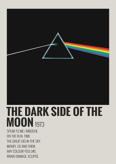Плакат Музика Dark Side Moon Pink Floyd Ms571 21см X 30см Бяла Рамка PVC