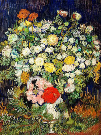 Poster Bouquet Flowers Art115 50cm X 70cm Κορνίζα Φυσικό Ξύλου Μπεζ