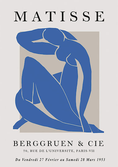 Poster Matisse Nu Bleu Ii Art308 50cm X 70cm Frame Natural Wooden Beige