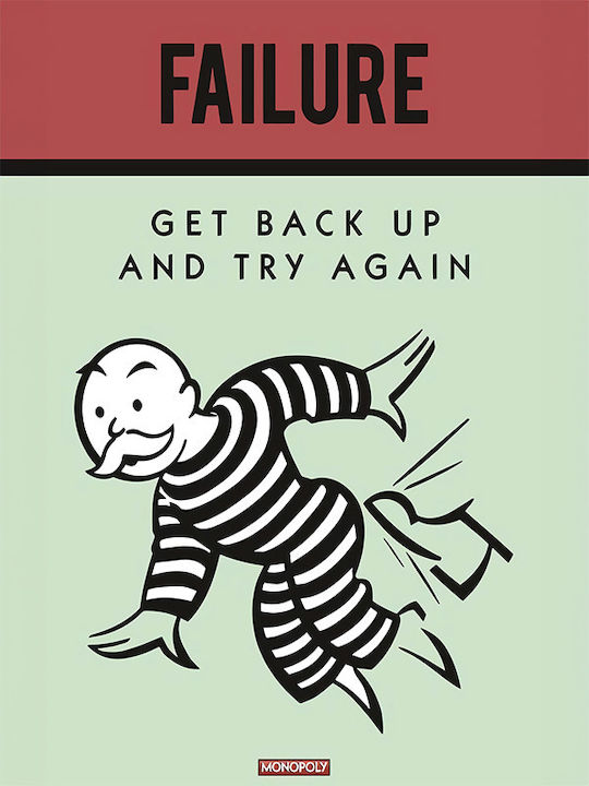 Zitat Poster Failure Monopoly Pq127 30cm x 40cm Schwarzer Hölzener Rahmen