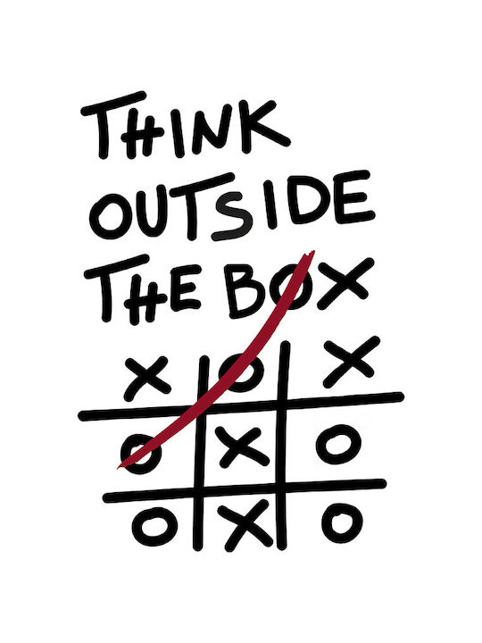Quote Poster Think Outside Box Pq188 30cm X 40cm Brown Wooden Frame