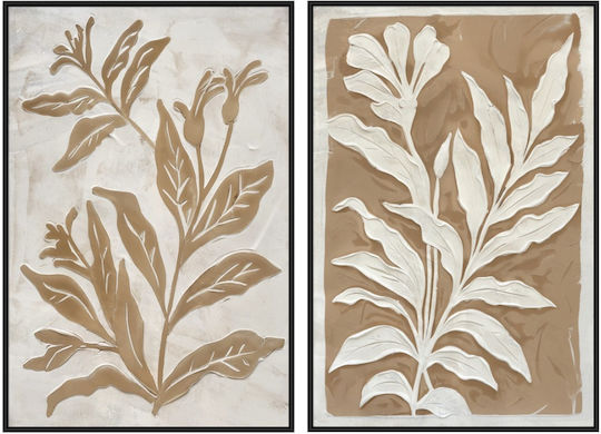 Artekko Canvasia Μπεζ Πίνακες Καμβά Μαύρη Κορνίζα 60x3.6x90 Cm 2pcs 60cm X 3.6cm X 90cm