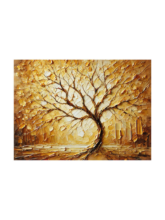 Πίνακας Ζωγραφικής Καμβά Gold Tree Brushes Abstract 150x100 Cm