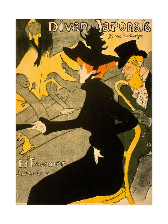 I-gallery Divan Japonais Henri Πίνακας Αντίγραφο του Toulouse Lautrec σε Καμβά 100x150cm