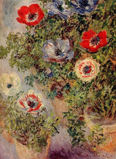 Anemonen Monet Πίνακας Ζωγραφικής Αντίγραφο Καμβά Προσφορα 50x70 Cm