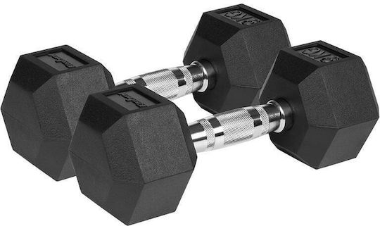 Rebel Hexagonal Rubber Dumbbell Set 2 x 9kg