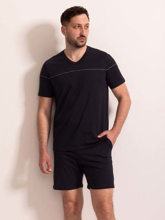Sofiaman Summer Men's Cotton Pyjamas Navy Blue