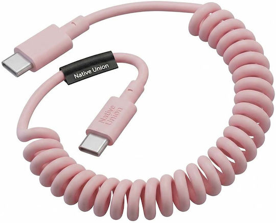 Native Union Usb-c Zu Usb-c Kabel 60w Spiral 2.4m Pop Serie Schnelles Laden Rosa