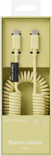 Native Union Usb-c To Usb-c Cable 60w Coiled 2.4m Pop Series Fast Charging Yellow