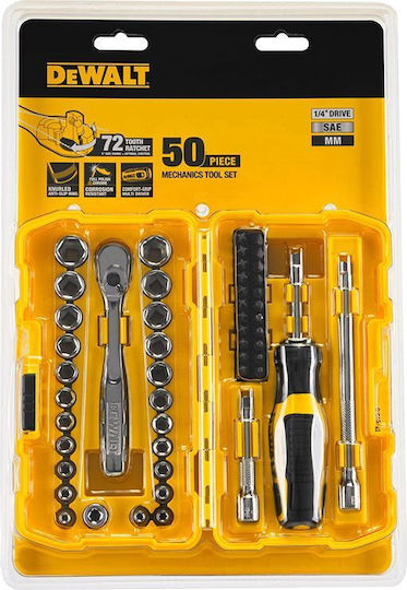DEWALT Set de chei tubulare și clichet 50buc