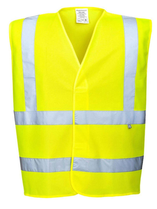 Portwest Ανδρικό Γιλέκο Εργασίας με Ανακλαστικές Ταινίες Κίτρινο