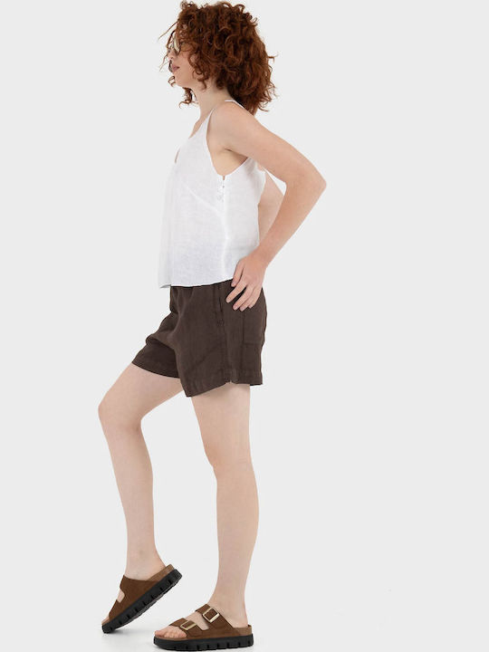 Damen Sommer Leinen Bluse Weiß