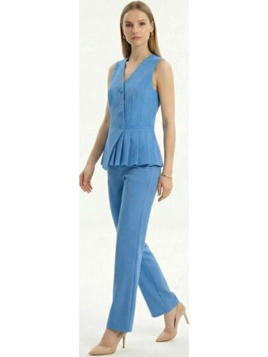 Damen Stoffhose Hellblau