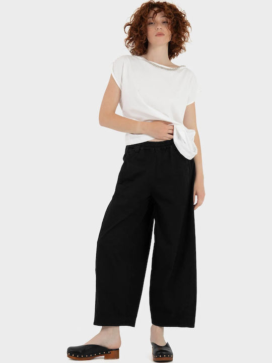 Barrel Damen Stoffhose Schwarz