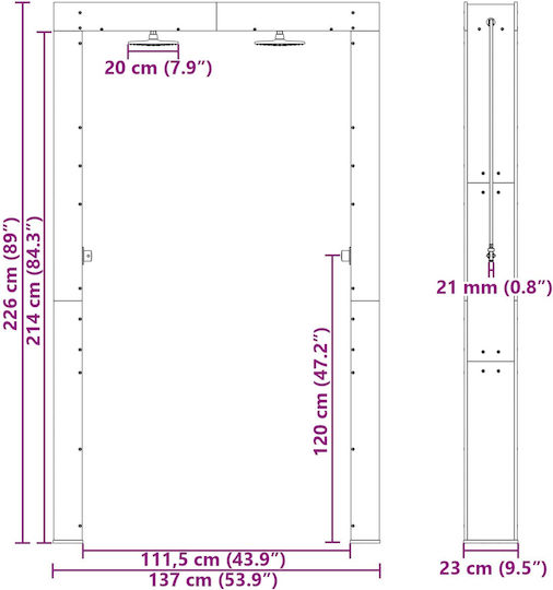 vidaXL Pool Shower from Natural Wood 226x137x23cm Brown