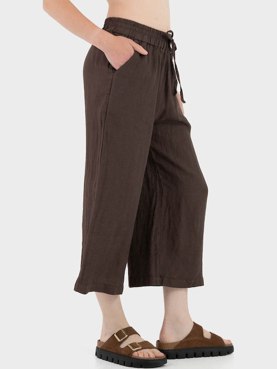 Γυναικείο Λινό Παντελόνι Brown