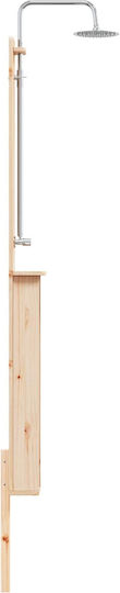 vidaXL Pool Shower from Natural Wood 246x24x19cm Brown