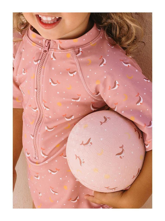 Tutete Kids One-Piece Swimwear With Long Sleeve Pink Whale