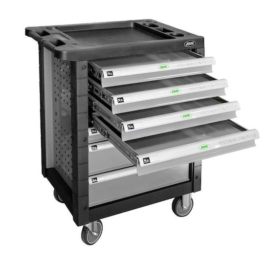 JBM Cu roți Metal Căruță cu 7 Sertare L77.5xA46.6xÎ96cm