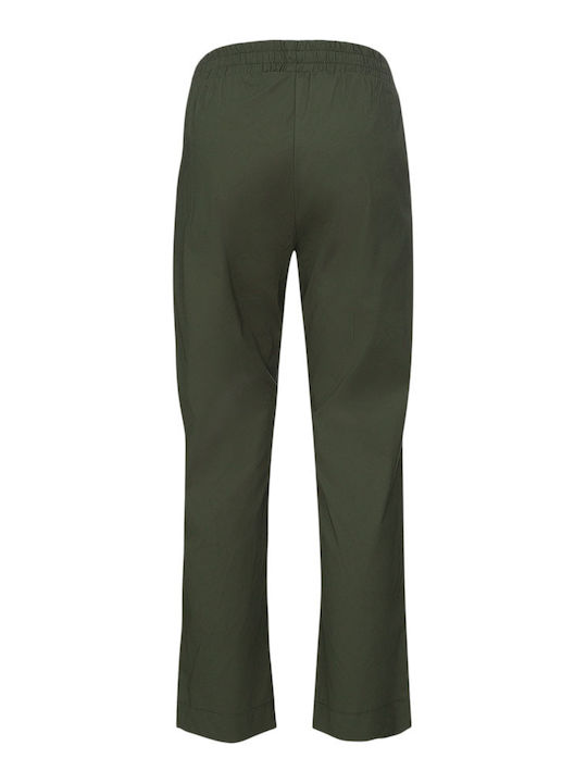 Damen Stoffhose mit Gummiband Chaki