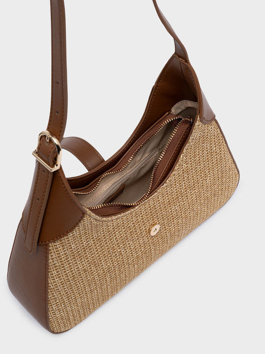 Bondi Rattan Damen Schultertasche Braun