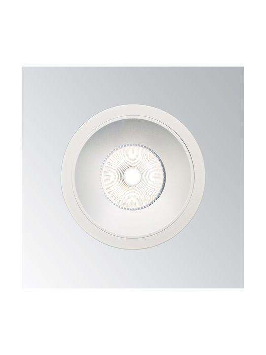 Ideal Lux Round Metallic Recessed Spot with Integrated LED and Warm White Light White 8.5x8.5cm. 1pcs