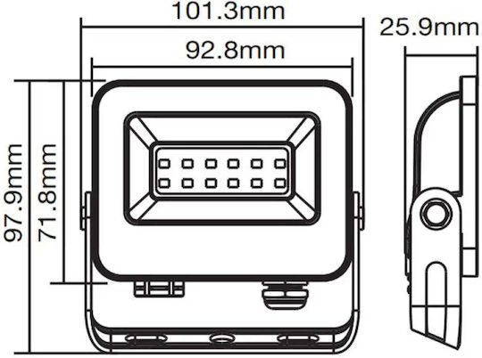 Vito Στεγανός Προβολέας LED 10W Φυσικό Λευκό 4000K IP65