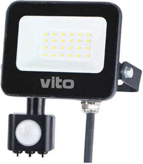 Vito Waterproof LED Flood Light 20W Cold White 6000K with Motion Sensor IP65